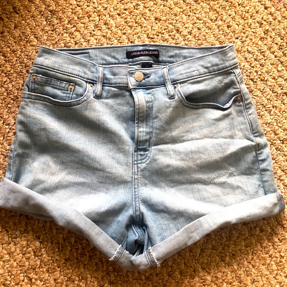 Calvin Klein high rise Jean shorts